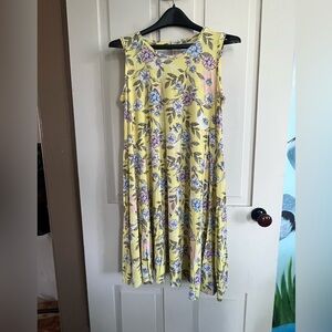 Style & Co. Yellow Floral Midi Dress with Pastel Blooms